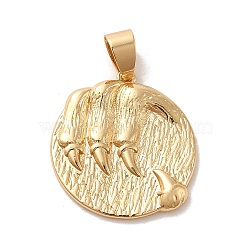 Real 18K Gold Plated Zodiac Theme Brass Pendants, Leo, 22.5~23x20.5~21x2~3mm, Hole: 6x4mm(KK-M273-04G-G)