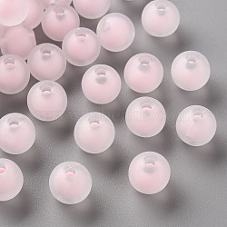 Transparent Acrylic Beads, Frosted, Bead in Bead, Round, Pink, 9.5x9mm, Hole: 2mm, about 960pcs/500g(TACR-S152-15C-SS2112)