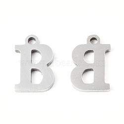 201 Stainless Steel Charms, Alphabet, Letter.B, 9x6x1mm, Hole: 1mm(STAS-N091-176B-P)