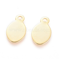 304 Stainless Steel Stamping Blank Tag Pendants, Flat Oval, Golden, 13x7x0.8mm, Hole: 1.5mm(X-STAS-P134-12G)