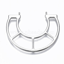 Hollow Alloy Pendant Links, Lead Free & Cadmium Free, U Shape, Platinum, 36.5x44x2mm, Hole: 1.2mm, about 226pcs/1000g(TIBE-S314-139P-RS)