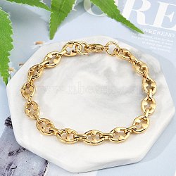 304 Stainless Steel Oval Link Chain Bracelets for Women Men, Ion Plating(IP), Golden, 8-3/8 inch(21.2cm)(BJEW-F488-48A-G)