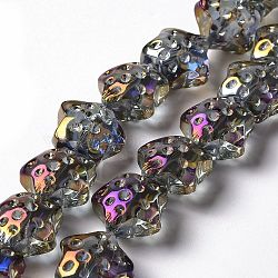 Transparent Electroplate Glass Beads Strands, Rainbow Plated, Star, Medium Orchid, 15x15x9mm, Hole: 1.2mm, about 45pcs/strand, 23.62 inch(60cm)(GLAA-C025-01G)