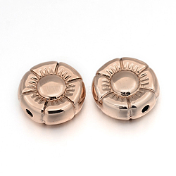 Cadmium Free & Nickel Free & Lead Free Alloy Flower Beads, Long-Lasting Plated, Rose Gold, 10x4mm, Hole: 1mm(PALLOY-E390-10RG-NR)