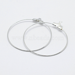 Brass Pendants, Long-Lasting Plated, Nickel Free, Open Circle/Ring, Real Platinum Plated, 20 Gauge, 39~42x36~38x0.8mm, Hole: 1mm(KK-F727-22P-NF)