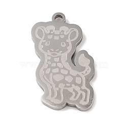 Non-Tarnish 304 Stainless Steel Pendants, Giraffe Charm, Stainless Steel Color, 24.5x16x1.5mm, Hole: 1mm(STAS-C095-18P)