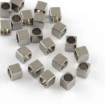 201 Stainless Steel Cube Spacer Beads, Stainless Steel Color, 2.5x2.5x2.5mm, Hole: 2mm