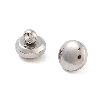 Non-Tarnish 202 Stainless Steel Charms Flat Round Charm, Stainless Steel Color, 5x5mm, Hole: 1mm