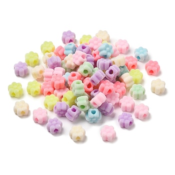 Flocky Acrylic Beads, Flower, Mixed Color, 12x10.5x7mm, Hole: 4mm