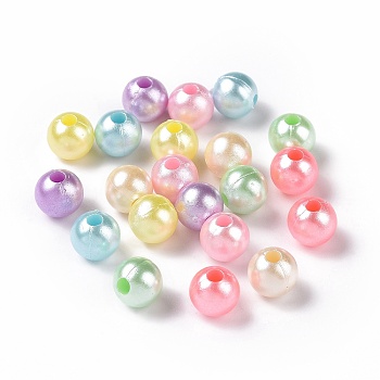 Imitation Pearl Acrylic Beads, Round, Mixed Color, 8x7.5mm, Hole: 2.4mm, about 2272pcs/500g