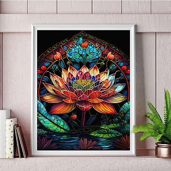Lotus Flower DIY Natural Scenery Pattern 5D Diamond Painting Kits, Colorful, 400x300mm