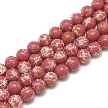 Synthetic Imperial Jasper Beads Strands, Dyed, Round, Cerise, 6mm, Hole: 1mm, about 68pcs/strand, 15.7 inch