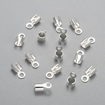 Brass Cord Ends, Silver Color Plated, 10x5x3mm, hole: 2mm, Inner Diameter: 3mm