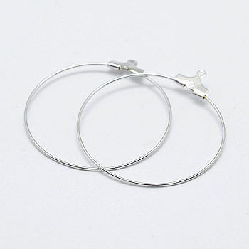 Brass Pendants, Long-Lasting Plated, Nickel Free, Open Circle/Ring, Real Platinum Plated, 20 Gauge, 39~42x36~38x0.8mm, Hole: 1mm