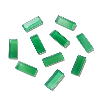 Dyed & Heated Natural Green Onyx Agate Cabochons, Rectangle, Lime Green, 20x8x3.5mm