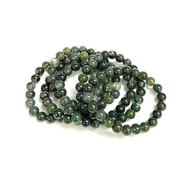 Natural Moss Agate Beads Stretch Bracelets(BJEW-F380-01-B15)-2