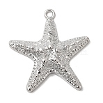 Alloy Big Pendants, Starfish, Rack Plating, Platinum, 59.5x56x9mm, Hole: 4mm(FIND-H055-13P)