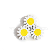 Spray Painted Wood Beads, Sunflower Bead, White, 22mm(WOCR-PW0003-75A)