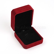 Rectangle Velvet Pendant Boxes, with Flip, Red, 8.2x7cm(VBOX-TAC0001-03A)