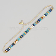 Vintage Ethnic Style Glass Tila Beaded Handmade Slider Bracelets for Women, Colorful, 11 inch(28cm)(ZN9527-9)