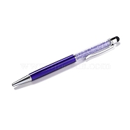 Silicone & Plastic Touch Screen Pen, Aluminum Ball Pen, with Transparent Resin Diamond Shape Beads, Indigo, 146x13x10mm(AJEW-B012-01G)