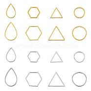 32Pcs 16 Style 201 Stainless Steel Linking Rings, Teardrop & Round Ring & Hexagon & Triangle, Golden & Stainless Steel Color, 12~21x11~18.5x1mm, Inner Diameter: 7.5~14.5x8.5~18.5mm, 2pcs/style(FIND-FH0006-45)
