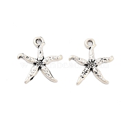 Rack Plating Alloy Pendants, Electroplate Nickel Cadmium Free & Lead Free, Starfish, Antique Silver, 18x17x2mm, Hole: 1.6mm(FIND-Q108-03AS)