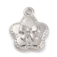 Alloy Pendants, Flower with Bowknot, Platinum, 16.5x14x4mm, Hole: 1.6mm(FIND-U007-14P)