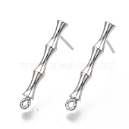 Brass Stud Earring Findings, with Loop, Nickel Free, Bamboo, Real Platinum Plated, 23x3mm, Hole: 1.4mm, Pin: 1mm(KK-N230-08P-NF)