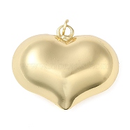 Rack Plating Brass Pendants, with Jump Ring, Puffed Heart Charm, Real 18K Gold Plated, 26x31x13mm, Hole: 3.5mm(X-KK-M260-01E-G)