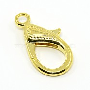 Tibetan Style Alloy Lobster Claw Clasps, Golden, 30x15x4mm, Hole: 3mm(X-PALLOY-O027-G01)