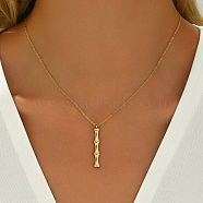 Crystal Rhinestone Bamboo Stainless Steel Pendant Necklaces for Women, Golden, 16.14 inch(41cm)(GW5032)