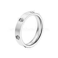 Stainless Steel Finger Rings, with Rhinestone, Stainless Steel Color, US Size 7(17.3mm)(OE3102-6)