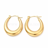 Ion Plating(IP) 304 Stainless Steel Chunky Oval Hoop Earrings for Women, Golden, 26x20x4mm, Pin: 0.7mm(EJEW-F283-08G)
