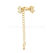 Brass Curb Chain Extenders with Micro Pave Cubic Zirconia, End Chains with Lobster Claw Clasps and Double Strand Necklace Layering Clasps, Real 18K Gold Plated, 25mm(KK-I705-17G)