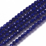 Natural Lapis Lazuli Beads Strands, Faceted, Round, Grade AAA, 3x2.5~3mm, Hole: 0.2mm, about 117pcs/strand, 12.5~12.7 inch(31.8~32.3cm)(G-F596-49)