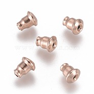 304 Stainless Steel Ear Nuts, Rose Gold, 5.5x5mm, Hole: 0.8mm(STAS-H436-09RG)