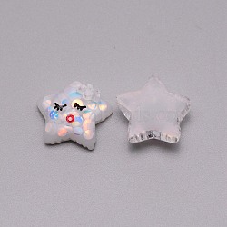 Resin Cabochons Accessories, with Paillette/Sequins, Star, White, 17.5x19x9mm(RESI-WH0015-14A)