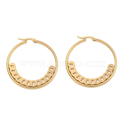 304 Stainless Steel Huggie Hoop Earrings, Chain Shape, Golden, 44x2mm(EJEW-P282-01D-G)