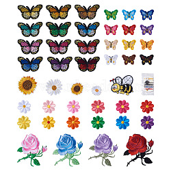 Computerized Embroidery Felt Cloth Iron on/Sew on Patches, Costume Accessories, Appliques, with DIY Sewing Kits(Include Plastic Button, Sewing Thread Cords, Needles, Safety Pin), Mixed Color, 45x75x1.5mm, 1color/pc, 12pcs/set(DIY-TA0008-09)