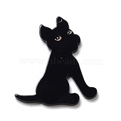 Halloween Theme Opaque Acrylic Pendants, Cat/Dog/Skeleton, Black, 38.5x33.5x2.5mm, Hole: 1.5mm(SACR-Z005-03A)