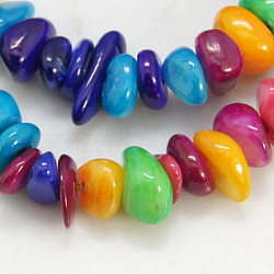 Natural Shell Beads Strands, Dyed, Amorphous, Mixed Color, 5~29x4~9x1~5mm, hole: 1mm, 130~170pcs/strand, 30 inch(BSHE-D004-2)