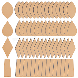 64Pcs 4 Styles Imitation Leather Label Tags, for DIY Jeans, Bags, Shoes, Hat Accessories, Teardrop & Rhombus & Trapezoid & Leaf, Beige, 44~60x20~34x2mm, 16pcs/style(AJEW-OC0004-02)