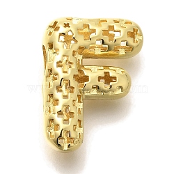 Brass Pendants, Hollow Letter Charms, Rack Plating, Long-Lasting Plated, Cadmium Free & Lead Free, Letter F, 21x15.5x7.5mm, Hole: 5x2.7mm(KK-F884-G02-F)