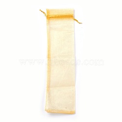 Organza Bags, Rectangle, Gold, 26.5x5.5cm(OP-WH0006-02)