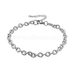 304 Stianless Steel Cable Chain Bracelet Making, with Extension Chain and Lobster Claw Clasps, Stainless Steel Color, 9-7/8 inch(25cm)(STAS-CJ0001-137)