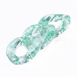 Transparent Acrylic Linking Rings, Quick Link Connectors, for Curb Chains Making, Twist Oval, Medium Aquamarine, 39x29x7.5mm, Inner Diameter: 12x22mm(OACR-N009-014A-04)