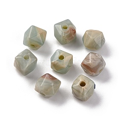 Acrylic Beads, Imitation Shoushan Beads, Cube, Dark Sea Green, 6.8x7.5x7.5mm, Hole: 1.8mm, About: 2083pcs/500g(OACR-Z025-06)