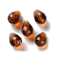 K9 Glass, Imitation Austrian Crystal Beads, Faceted, Teardrop, Saddle Brown, 8x6x6mm, Hole: 1.4mm(GLAA-R001-07A)