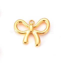 Stainless Steel Pendants, Bowknot Charm, Golden, 13x15mm(PW-WG287CC-02)